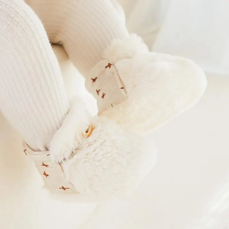 Autumn Winter Baby Shoes, Warm Plush Shoes Non Slip Soft Soled Walking Shoes Boys Girls Snow First Walkers 4XBC