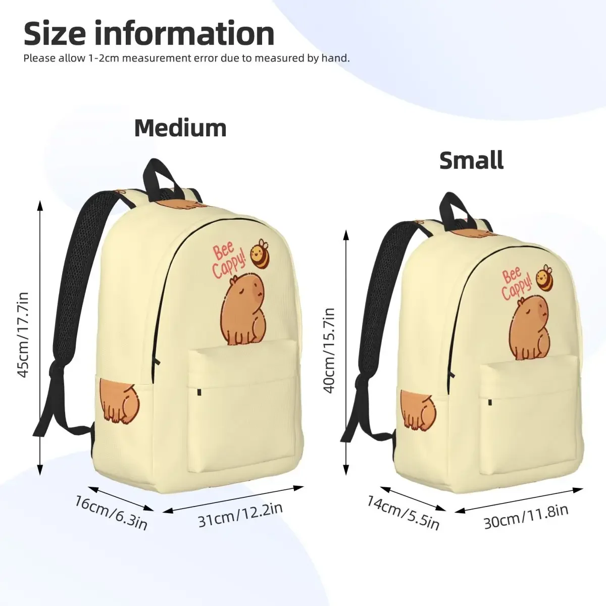Mochila Bee Cappy Capybara Pun Be Happy para niños y niñas, mochilas escolares para estudiantes, mochila para preescolar, bolsa primaria con bolsillo