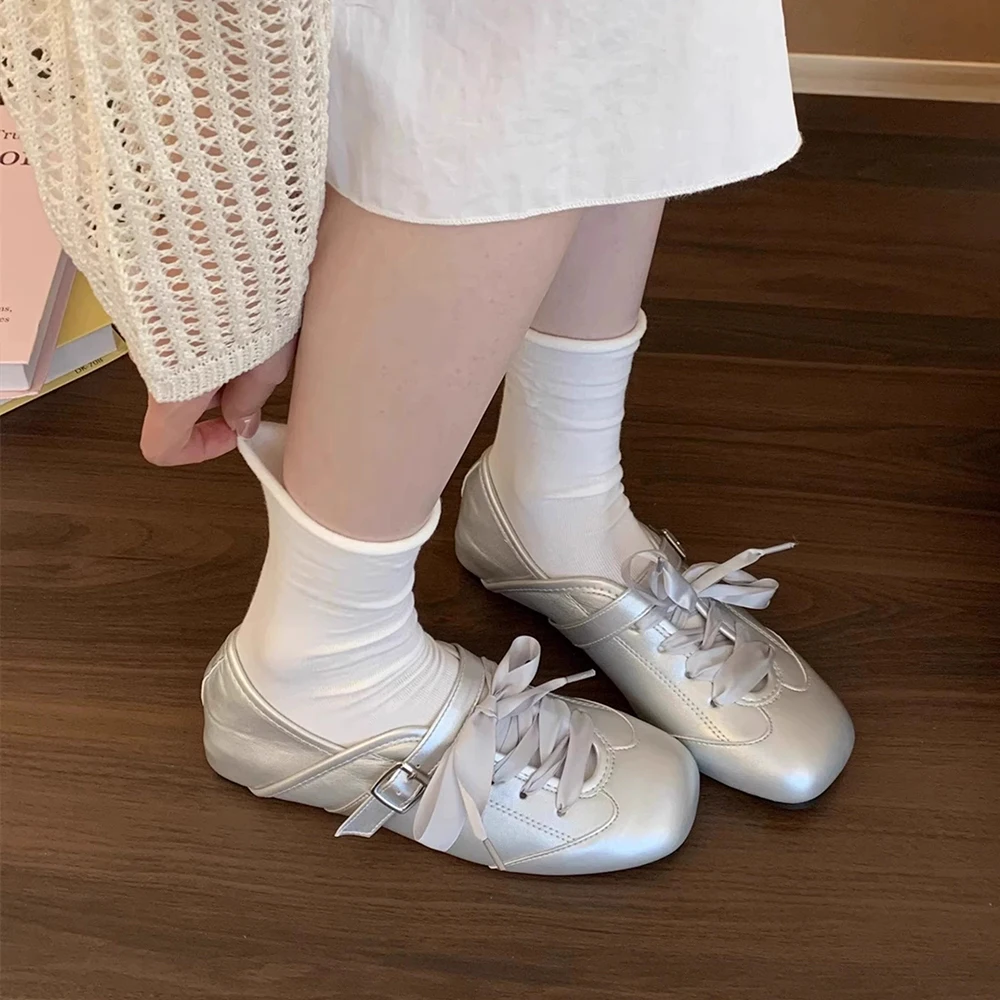 Women Sneaker Bow Ballet Dance Mary Jane Shoes Summer Autumn Fashion New Dress Designer Shoes Casual Shallow Footwear