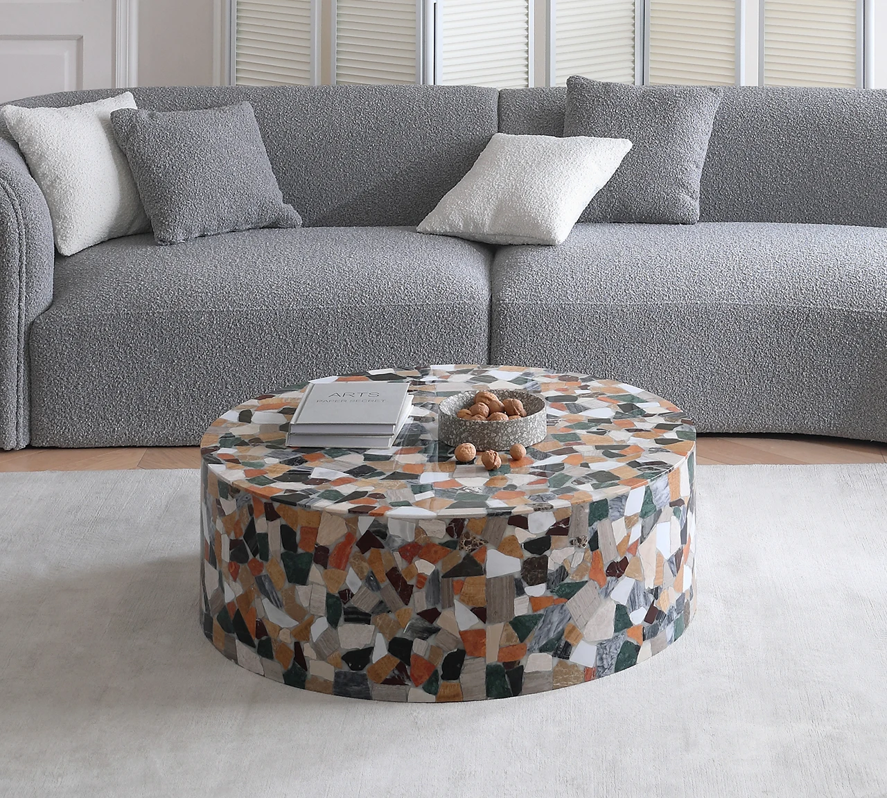 

Natural Marble Coffee Table round Italian Minimalist Affordable Luxury Style Villa Furniture Tea Table