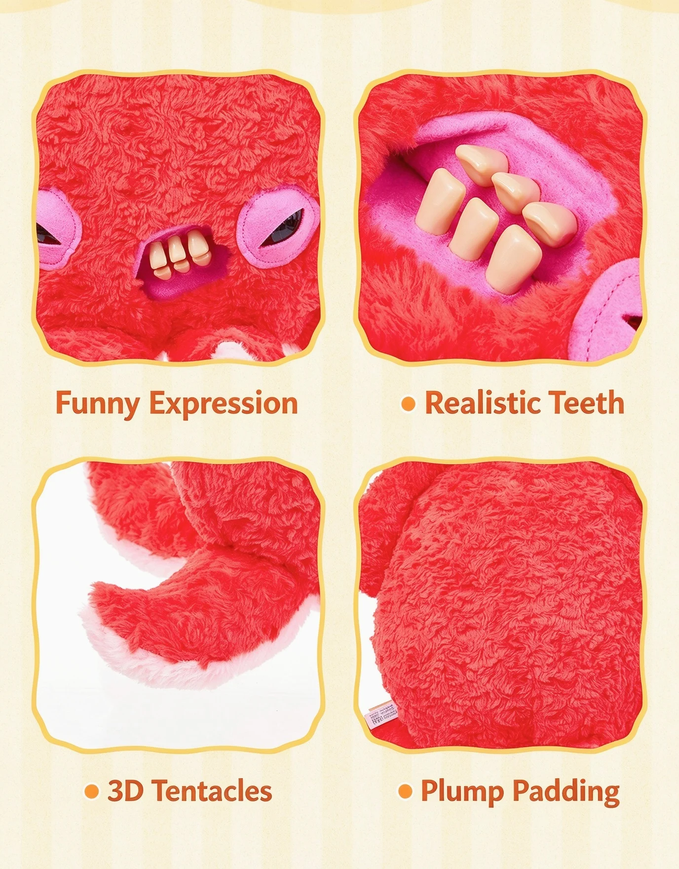 Fuggler 38cm Octopus Plush Toys Big Chunky Fuggs Funny Ugly Teeth Monster Pillow Cute Animal Soft Stuffed Peluche Dolls Gift