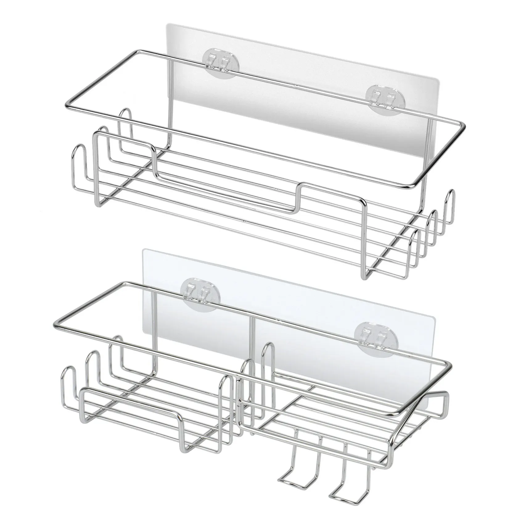 

Shower Caddy Basket Shelf By 2-Pack,for Bathroom Organizer with Hooks and Soap Dish,Without Drilling,Storage