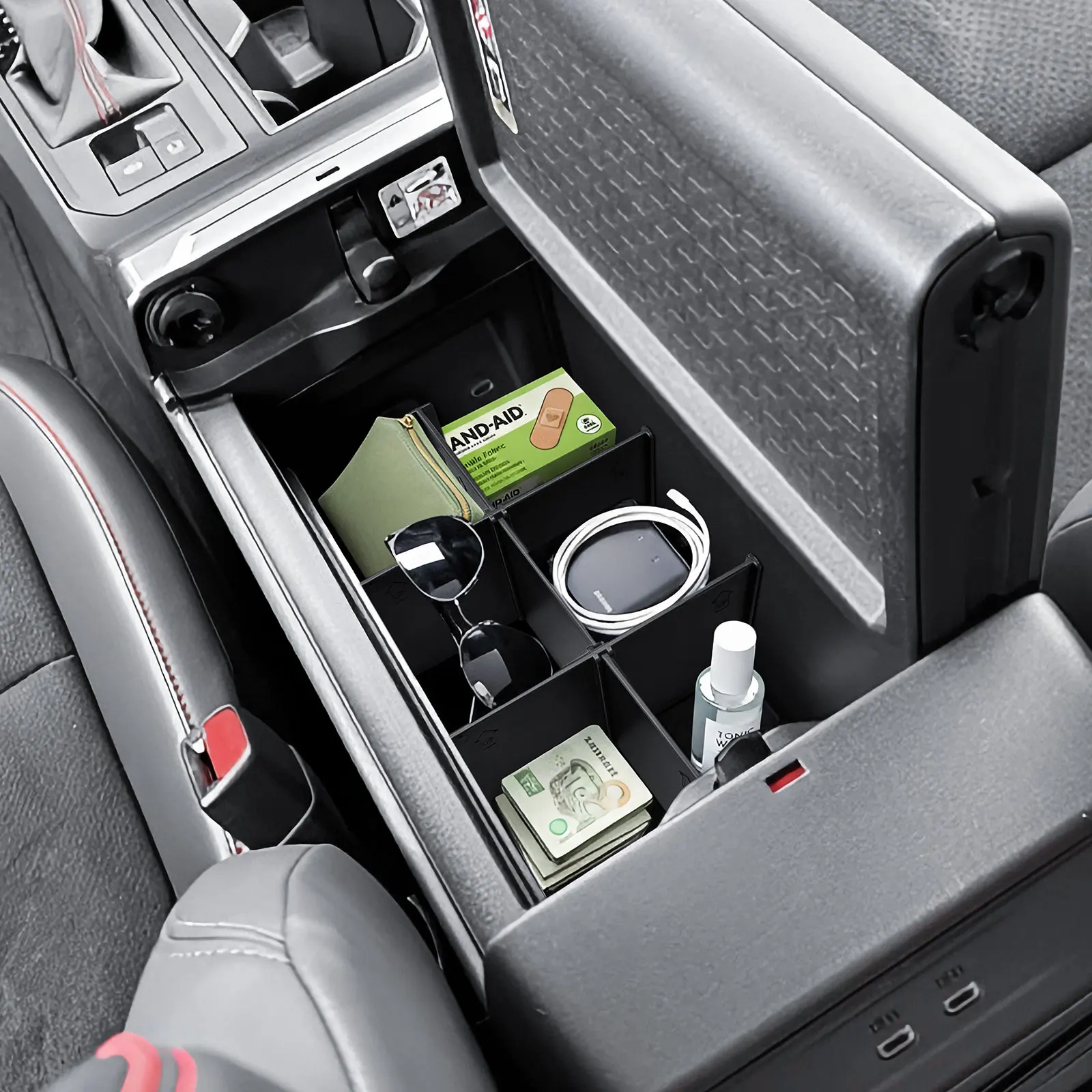 Center Console Dividers for 2026 Toyota RAV-4 LE XLE SE XSE Limited Woodland Hybrid Interior Car Armrest Insert Tray Dividers