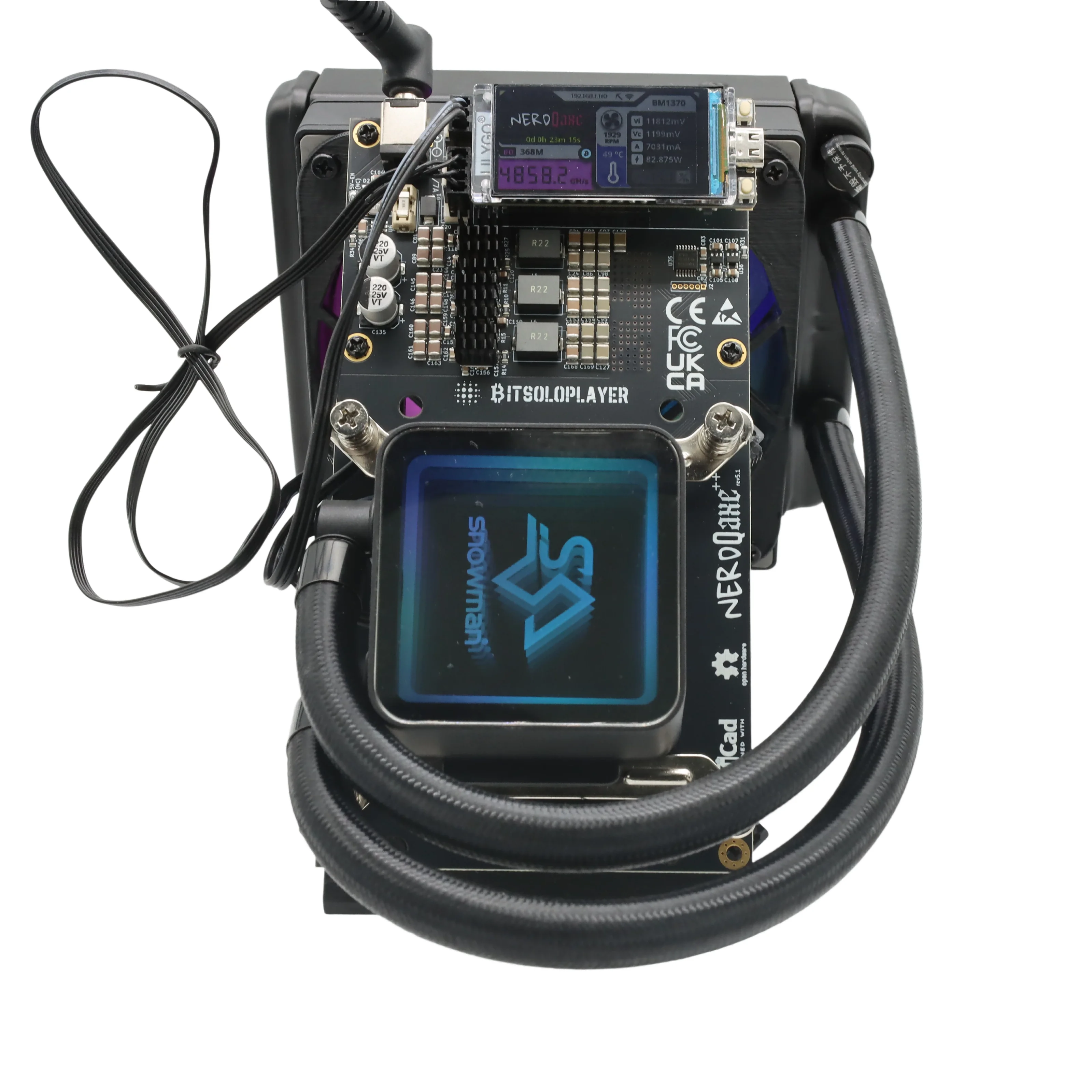 ماكينة Asic مفتوحة المصدر NerdQaxe++ Hydro 4.8TH/s 75W BM1370 Super Slient Home مفتوحة المصدر