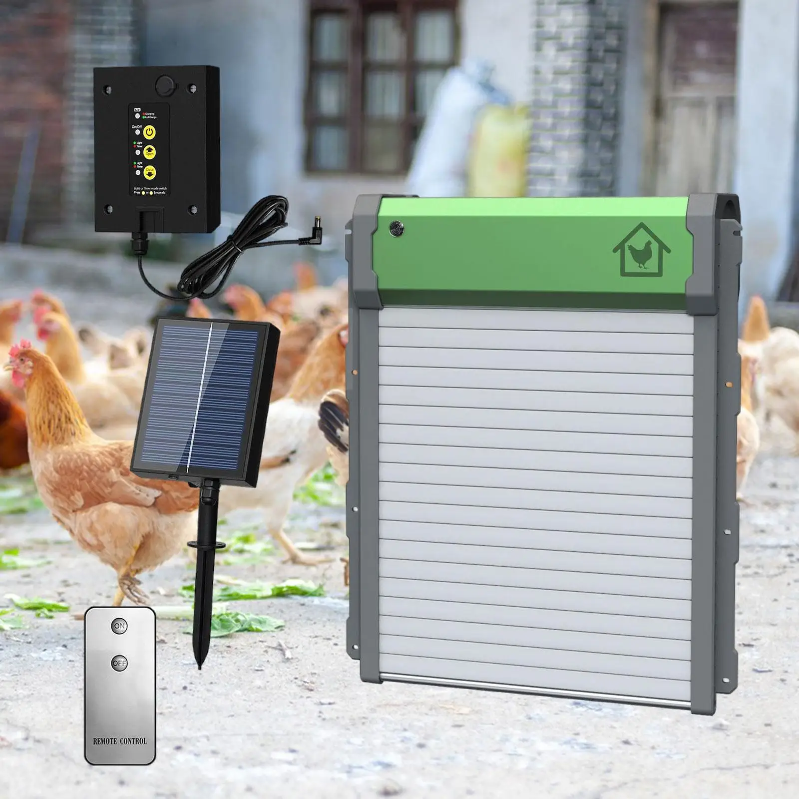 

Automatic Chicken Coop Door Weather Resistant Remote Control Anti Pinch 4 Modes Easy to Install Intelligent Auto Coop Door