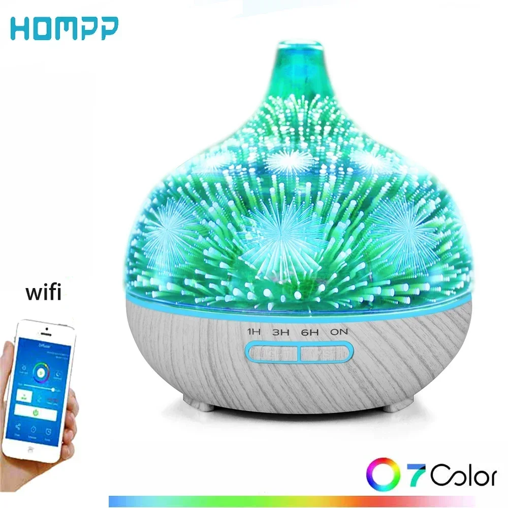 Wifi Aromatherapie Etherische Olie Diffuser Glas Geur Luchtbevochtiger Auto Close Assistent Nevel Sproeier Humidificador Voor Thuis