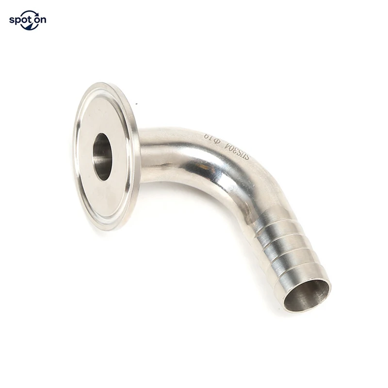 Sanitary 90° Tri Clamp Hose Barb Elbow 304 Stainless Steel, 12.7/14/16/19/25/32/38/51-108mm Hose Barb X Tri Clamp Pipe Fitting