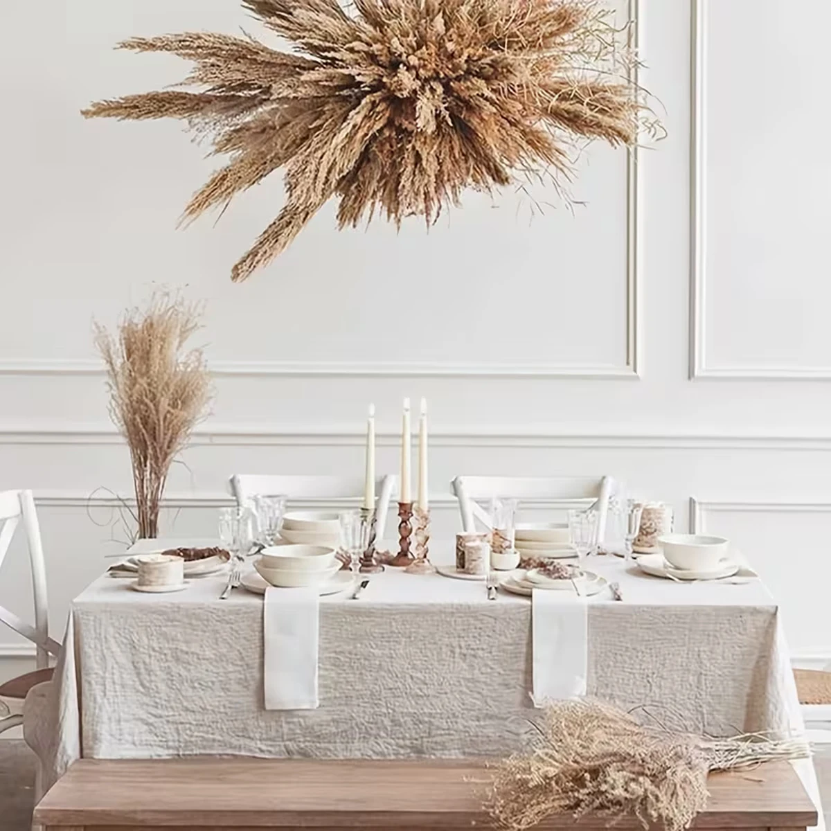 Modern Minimalist Cream Feng Shui Wrinkle Washing Tablecloth Suitable for Living Room, Dining Room, Party, and Home Decoration