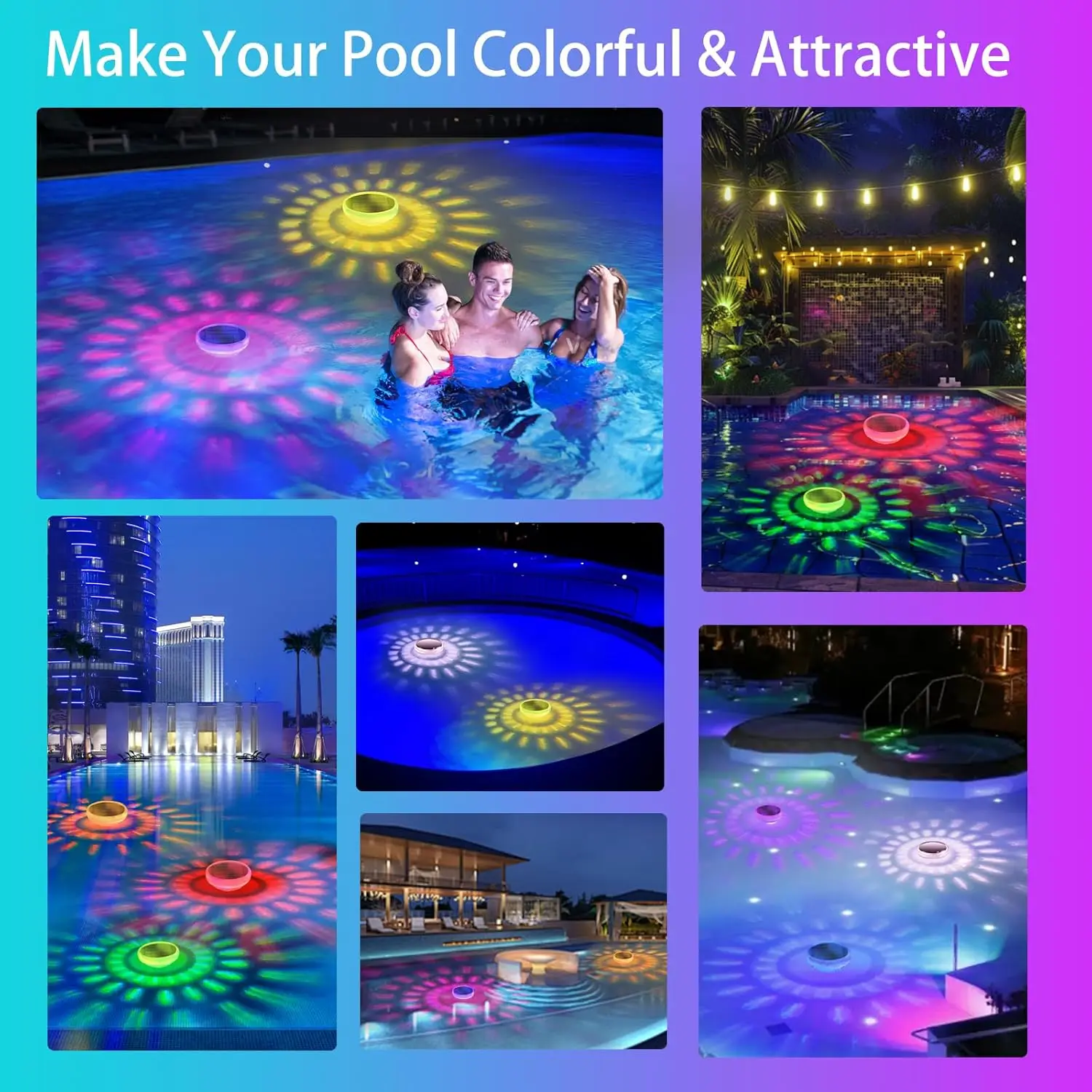 Solar Floating Light ,Pool Lights That Float with Remote Control, Modes 9 Lighting Timing Mode IP67 Waterproof for Pool Party