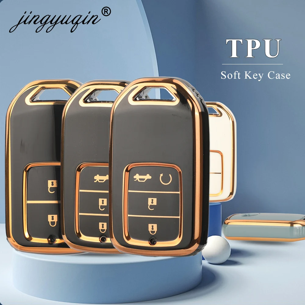 Jingyuqin Fashion TPU Autoschlüssel-Schutzhülle für Honda CRV CR-V Fit Civic Accord HR-V HRV City Odyssey XR-V Schlüssellos-Schutz