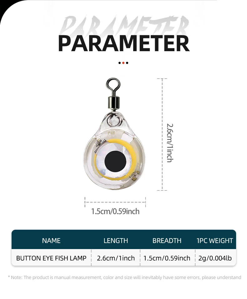 ShareShark 10 Stück Mini-Licht-LED-Tiefstropfen-Unterwasser-Augenform zum Angeln, Tintenfisch, Angelköder, leuchtender Köder zum Anlocken von Fischen – Detail 2