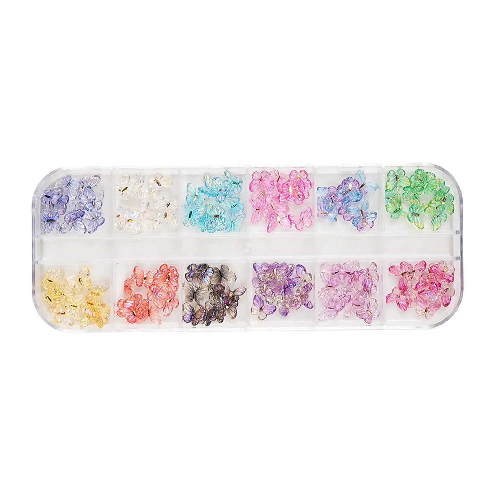 Dekoratives Nail Art Strass-Set, Schmetterlingsform, 3D-Aufkleber, Kunstharz, glitzernde Nagelornamente für Zuhause, Salon, Maniküre