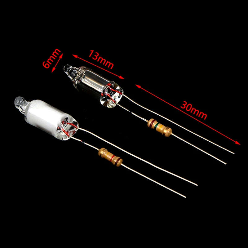 10Pcs 220V Red/Blue/Green Neon Light Bulbs 6*13mm Mini Neon Light Indicator With Resistor