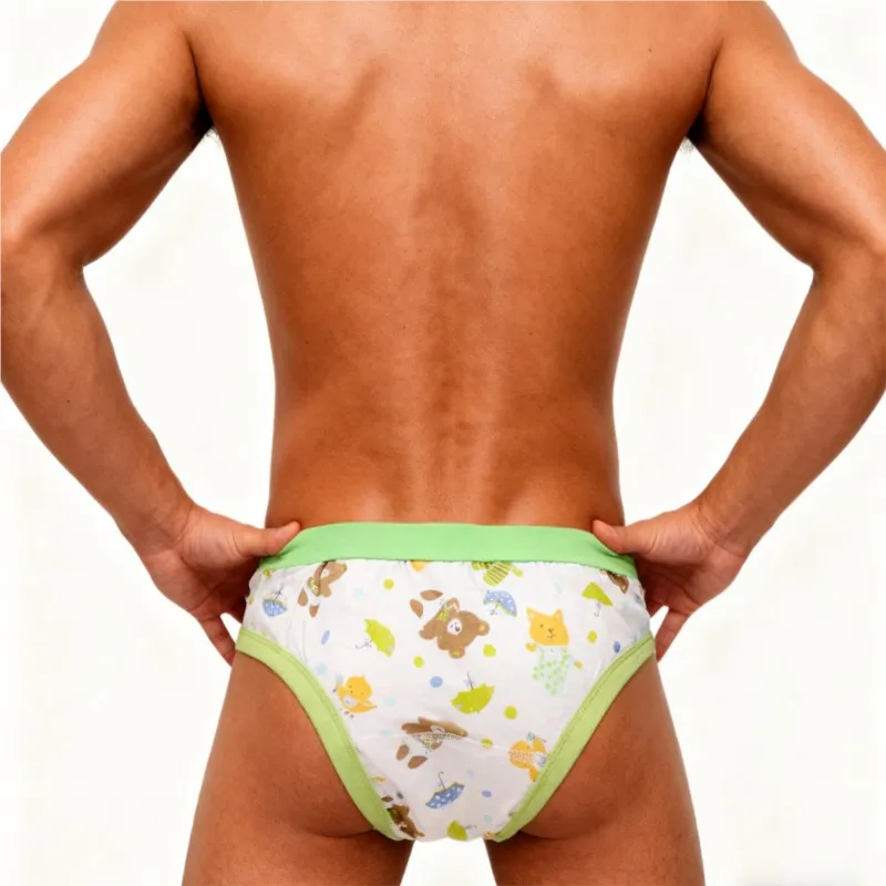 Adult Triangle Pants Pure Cotton ABDL Printed Thin Style Washable Cloth Diapers Underwear Couples Home Briefs