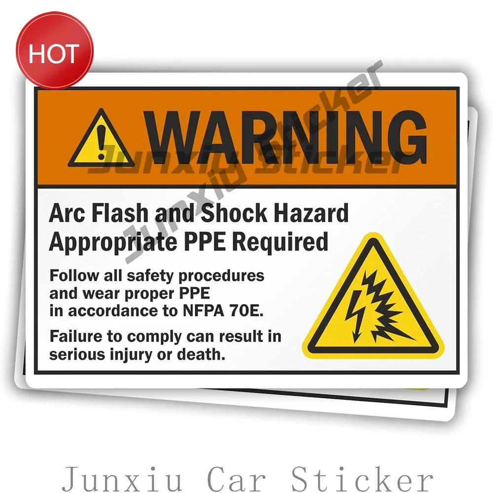 2 Pack Warning Arc Flash Hazard Appropriate PPE Required PVC Vinyl Sticker For Equipment Panels And Access Doors Decal