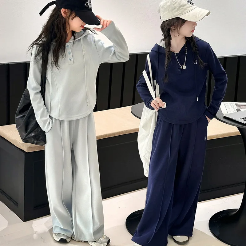 

Spring Autumn Kids Girls Hooded Sweatshirt + Pants Clothing Set for Tween Children's Hoodies Sportswear Tracksuit Clothes Suit