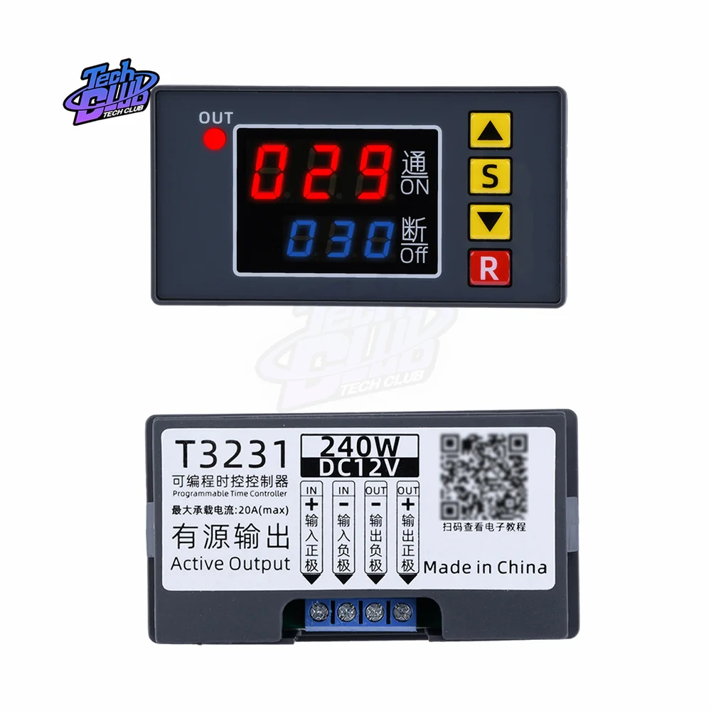 AC 110V 220V 12V T3231 Digital Time Delay Relay LED Display Cycle Timer Control Switch Adjustable Timing Relay Time Delay Switch