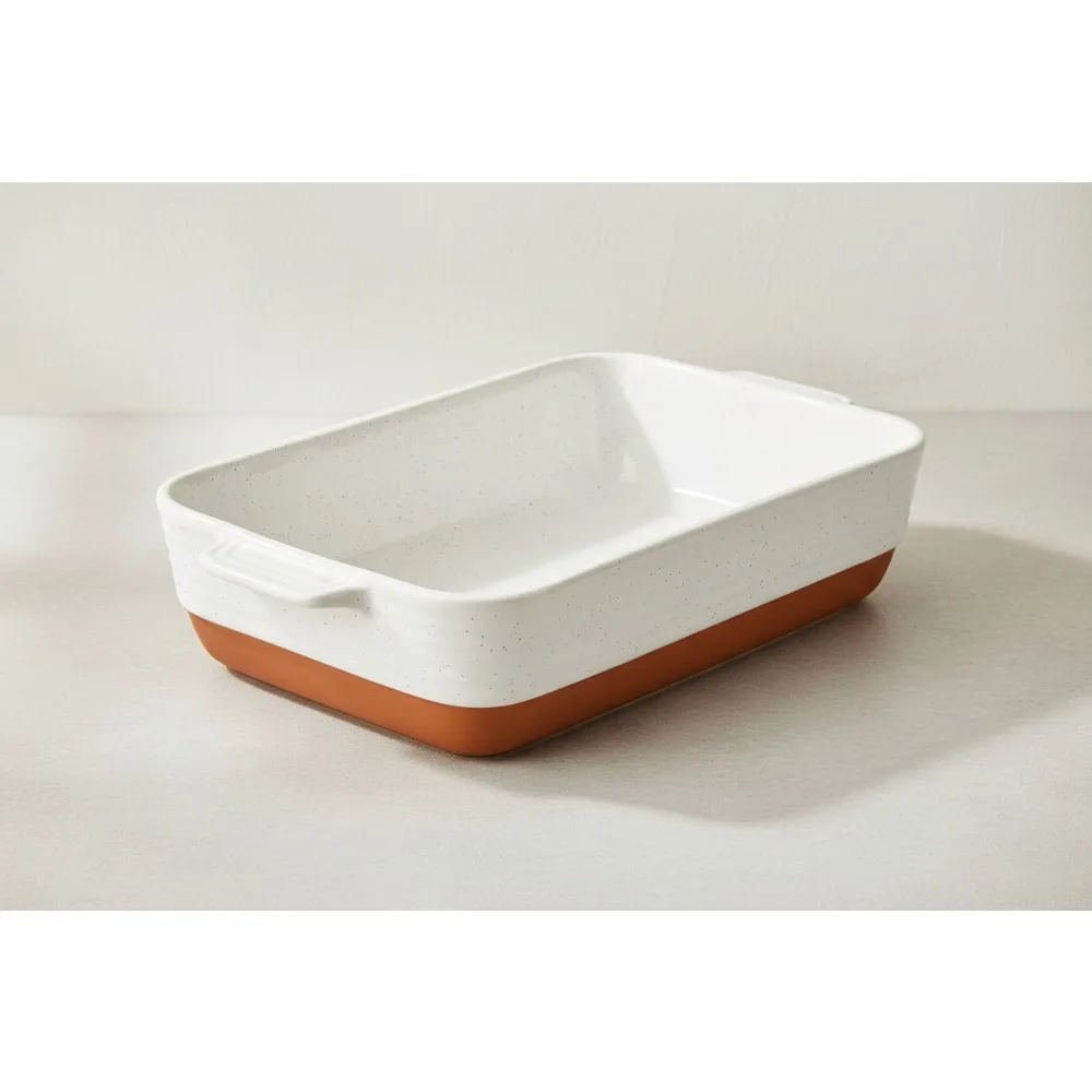 

Керамическая кастрюля 4,8 кварты, глубокая печь для выпечки размером 9x13 дюймов, безопасная с ручками для жарки лазаньи, сервировки