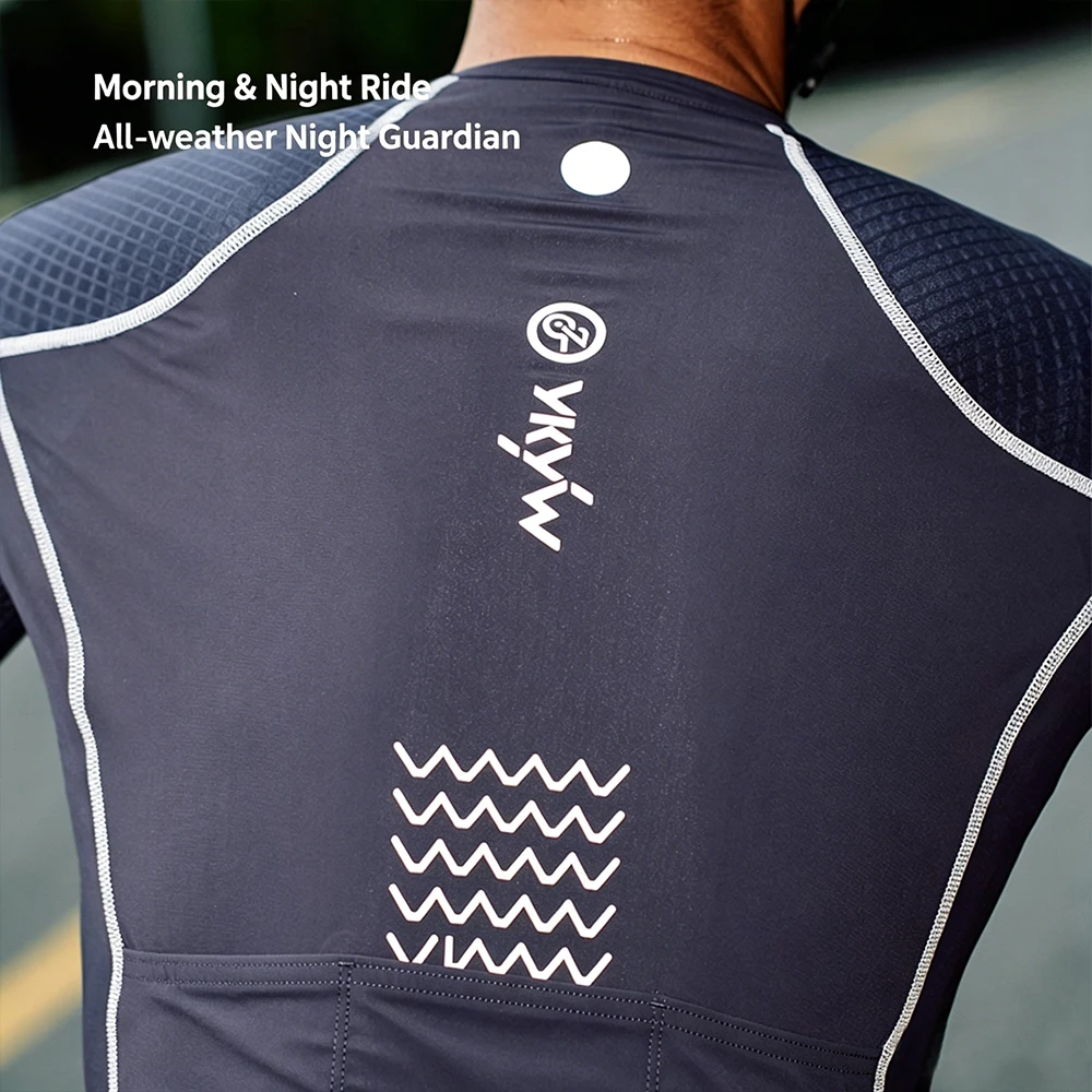 YKYWBIKE Herren Sommer-Radtrikot 3D-Schnitt Raglan-Ärmel Schnelltrocknend Atmungsaktiv Leichtes Rennrad-Trikot Hautfreundliches Oberteil – Detail 19