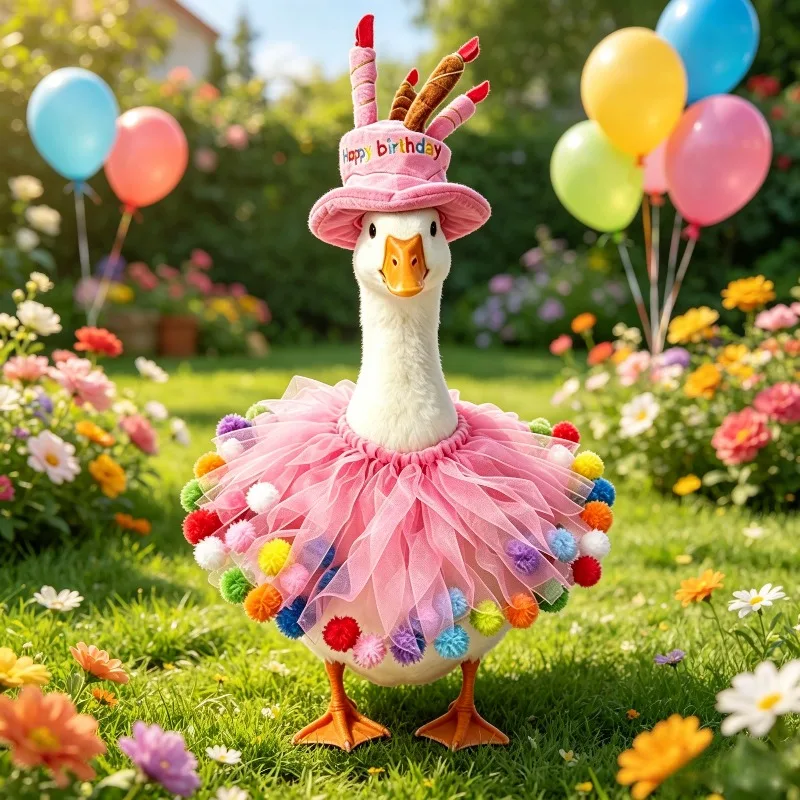 Cute Porch Goose Ornament 23 Inch with Hat Scarf Set Birthday Decor for Home Garden Outdoor