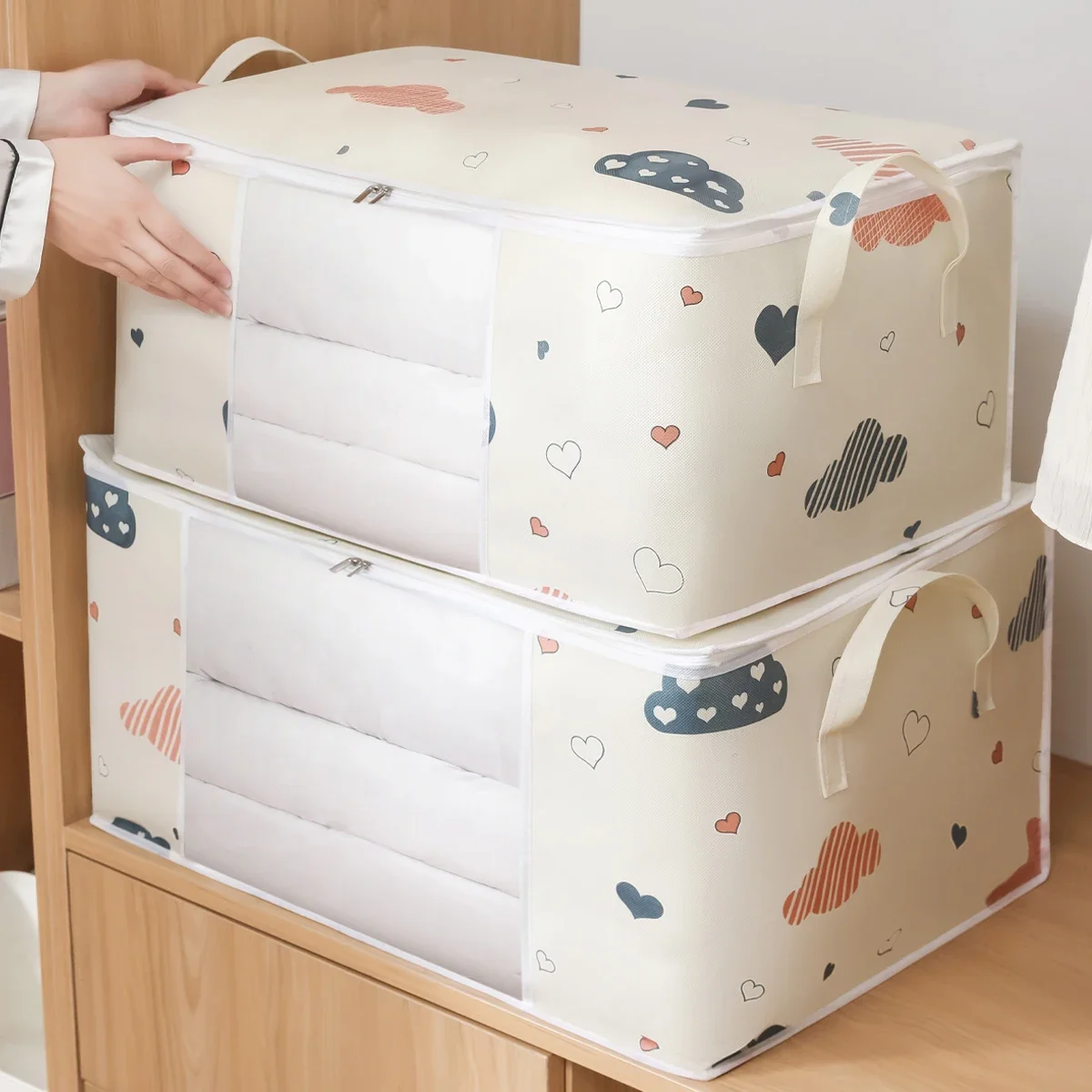 Wardrobe Organizer Large Capacity Quilt Storage Bag Clothing Box Bedding Container Polyester Fabric Dustproof Storage Bags