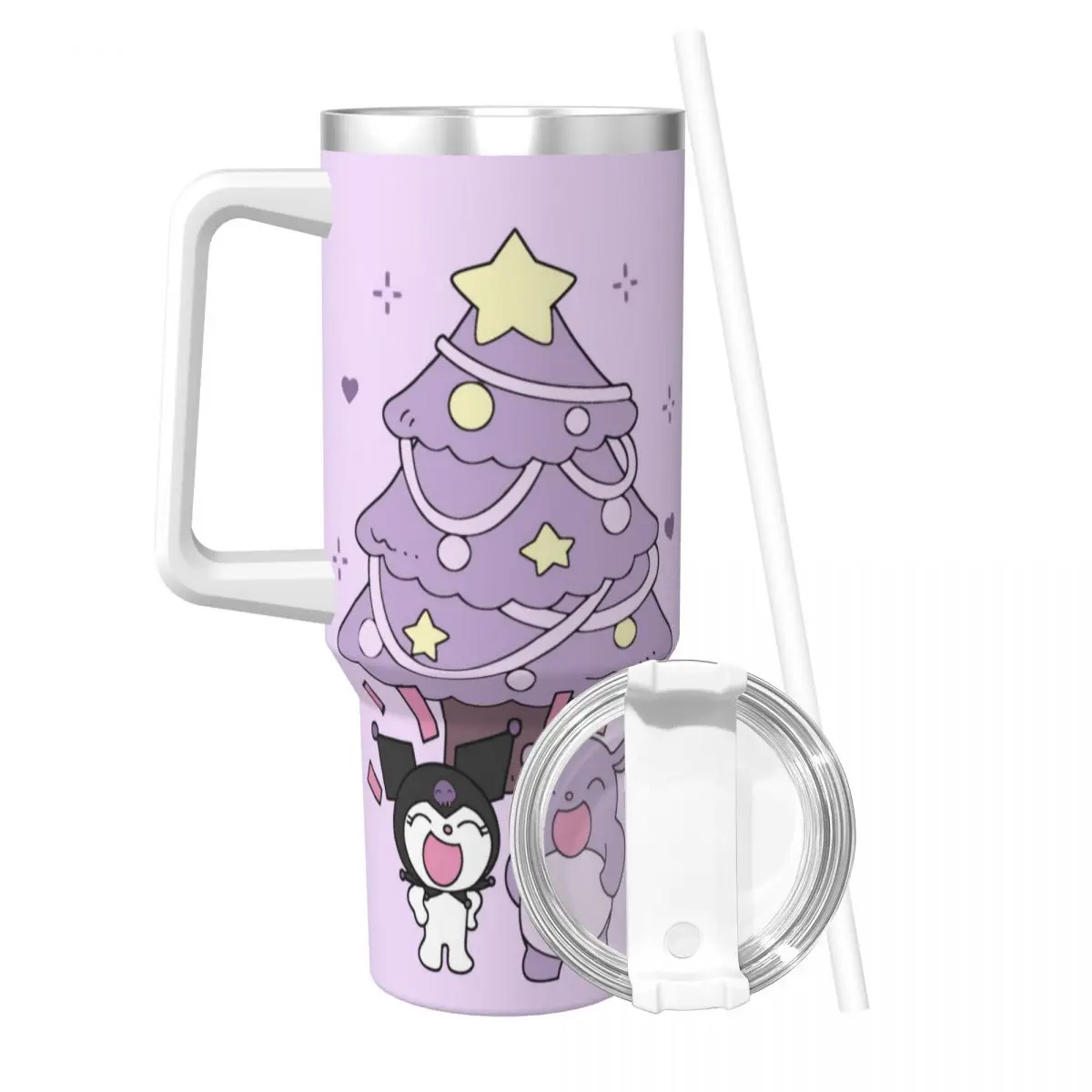 Sanrio Kuromi And Baku Tumbler Cold Drink Water Bottle Insulated Stainless Steel Coffee Mug Custom Travelist Car Mugs