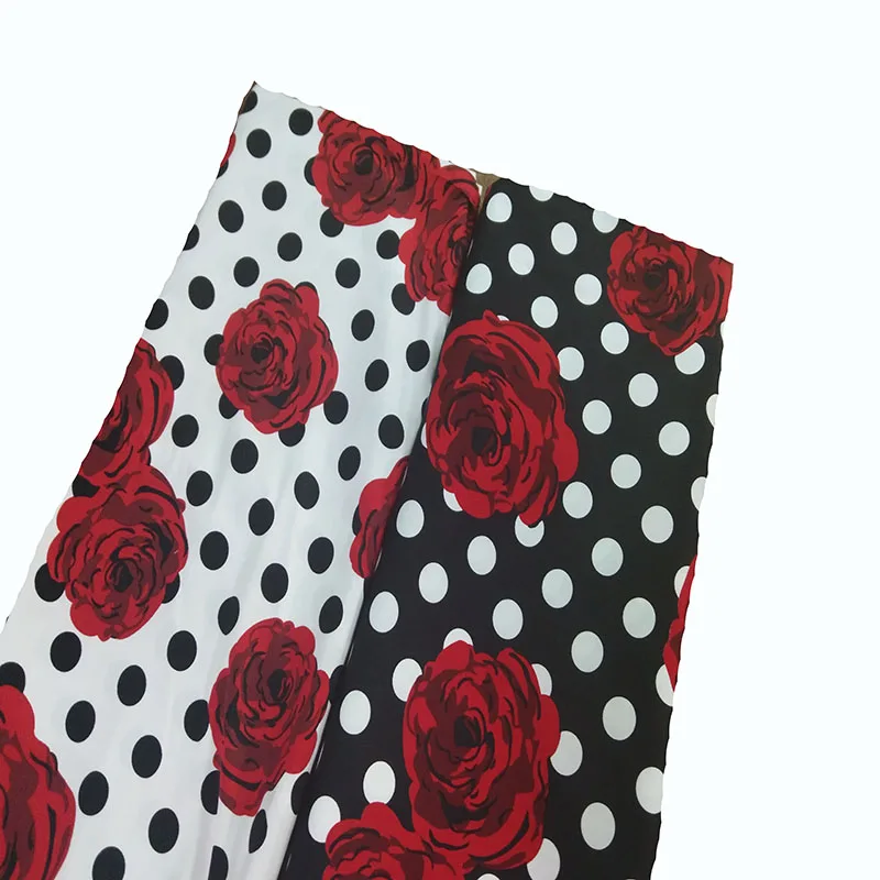 Graceful Blooming Flower Series Printed Cotton Spandex Fabric 50x130cm Elastic Fabric Stretchable Fabric Patchwork Dress Cloth