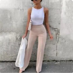 Women's Elastic Slim Fit Bell Bottom Pants Fashion Solid Color Pants Daily Spring Autumn Straight Leg Pants Trousers