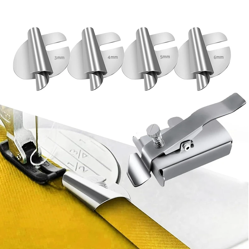 5PCS Magnetic Seam Guide And Sewing Rolled Hem Presser Foot Set, Sewing Machine Magnetic Hemmer Guide