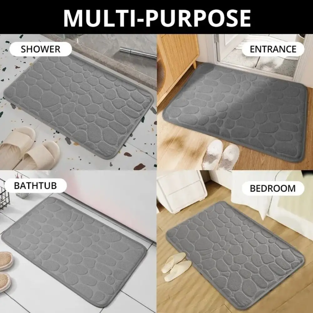 Practical Cobblestone Bath Mat Thickened Absorbent Bathroom Floor Mat Soft Non-slip Bathtub Floor Rug