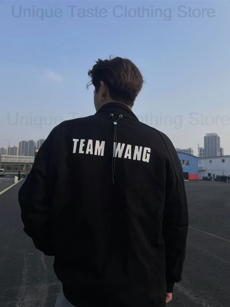 TEAM WANG Jacket Jackson Wang Same Letter Print Stand Collar Jacket First Generation High Quality Version Autumn Warm Coat Tops