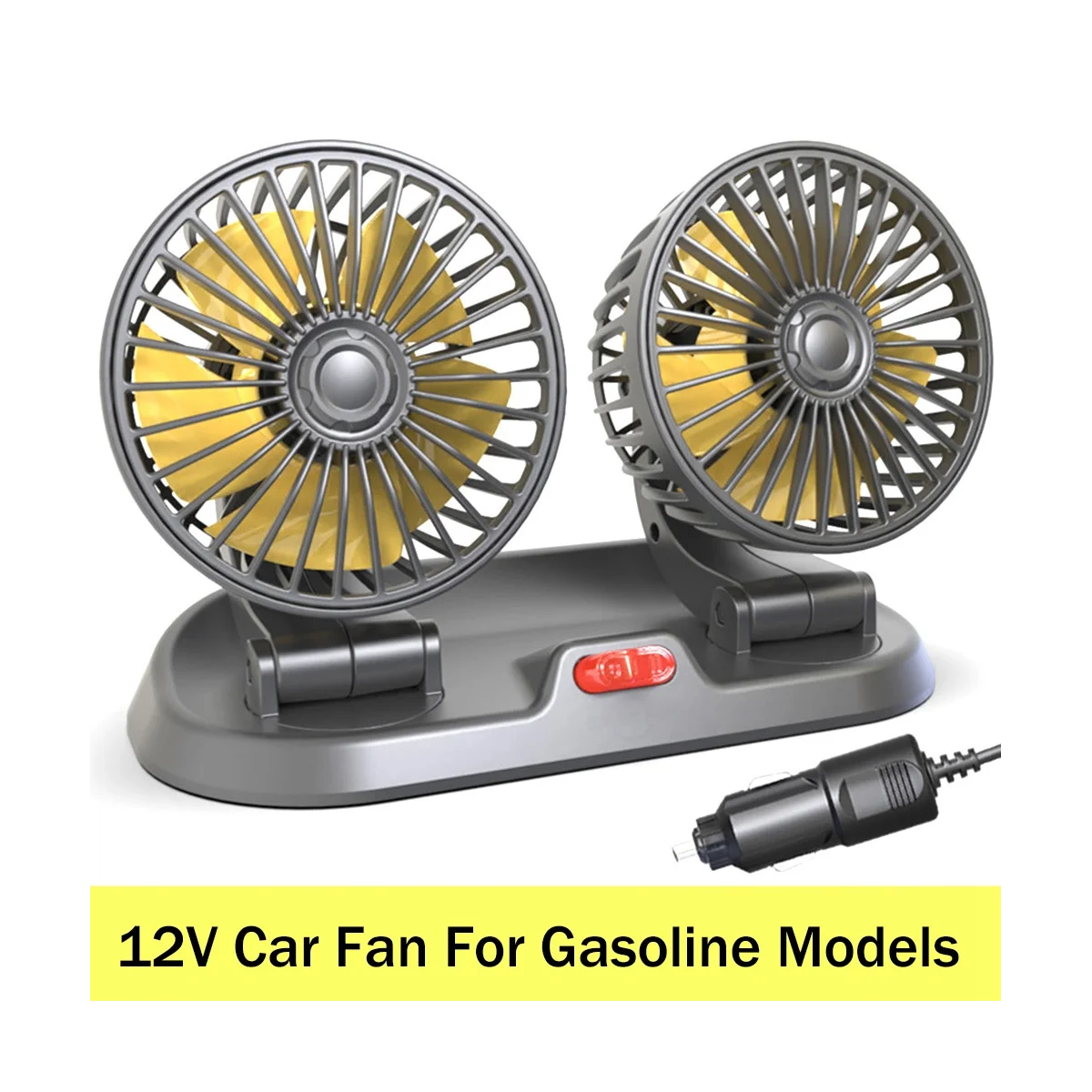 12V Car Fan Double Head Fan Portable Auto Cooling Fan Cooling Big Wind Electric Fan Car Folding Fan