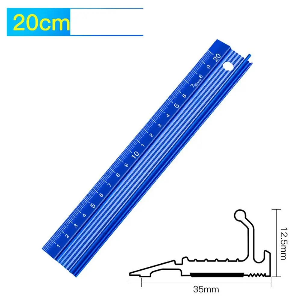 Engineers Aluminum Alloy Straight Scale Ruler Anti Slip Blue Aluminum Alloy Ruler 3 Sizes Professional Calibration Ruler Office