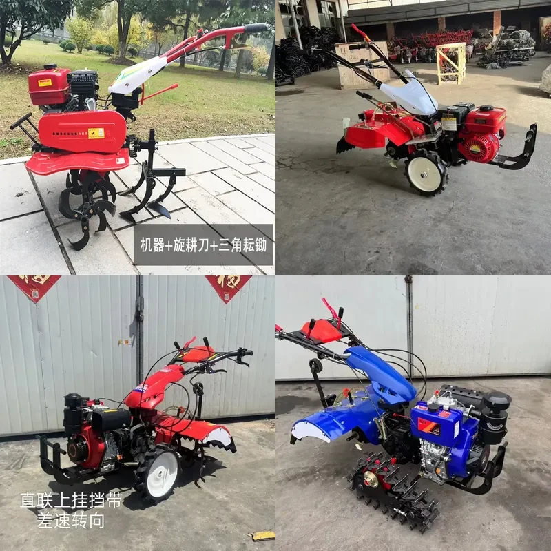 For Agricultural Small Rotary Tiller Four-Wheel Drive Diesel Soil Loosening Trenching and Ridging Machine For 170