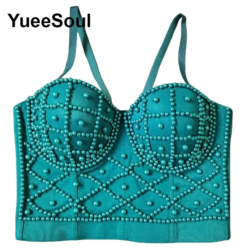 Zielony top Y2K 2026, nowy letni seksowny gorsetowy crop top na wieczorne imprezy i do klubu, uroczy, casualowy, dopasowany top na ramiączkach dla kobiet w stylu high street. — zdjęcie 3