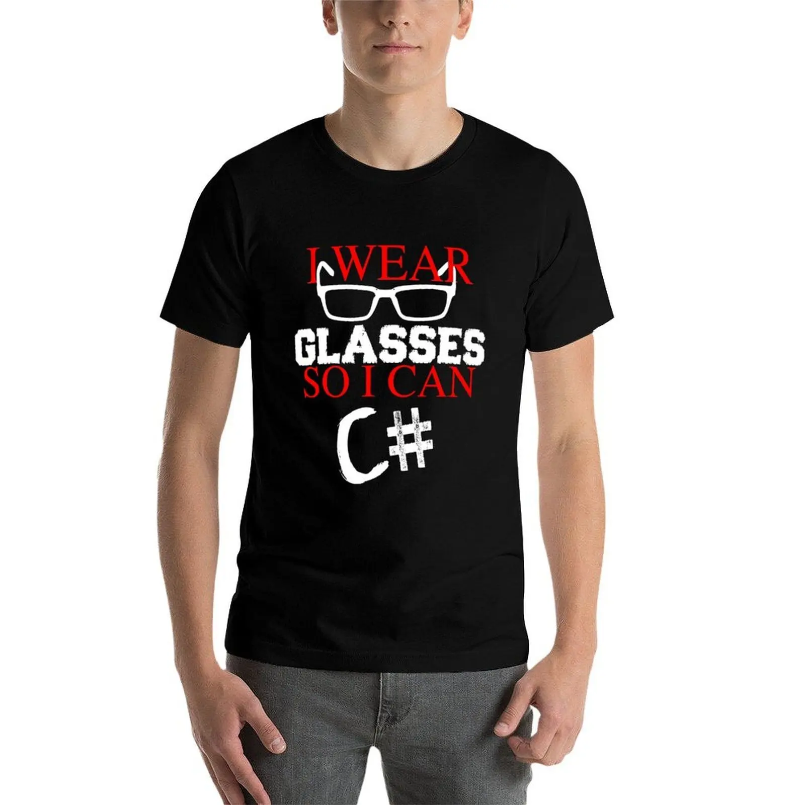 I Wear Glasses So I Can C# Programmer Developer Coder Geek T-Shirt cotton t shirt man T-Shirt view 3