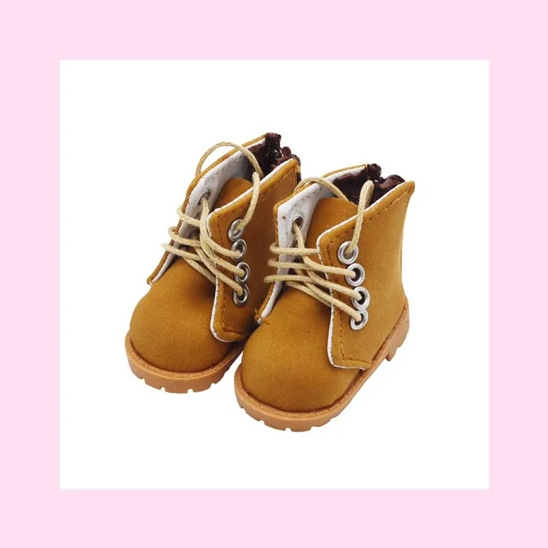 20cm Plush Doll Shoes Cute High Top Thick Soled Brown Lace Up Boots Mini Shoes Boys Girls Back To School Season Gifts