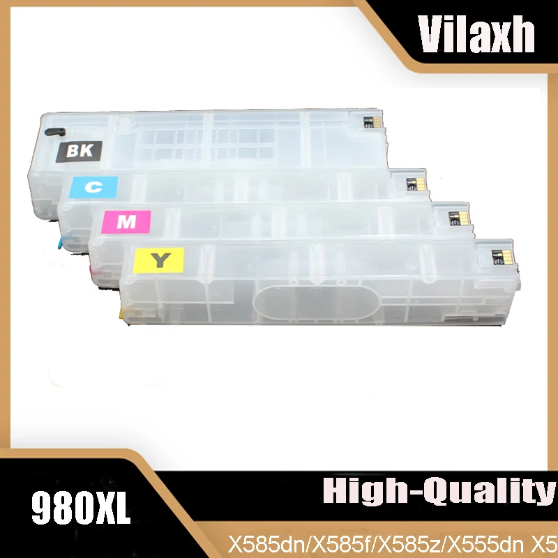 Vilaxh Refillable Ink Cartridge With Chip For HP Officejet Enterprise Color 980 980XL X585dn X585f X585z X555dn X555xh Printers