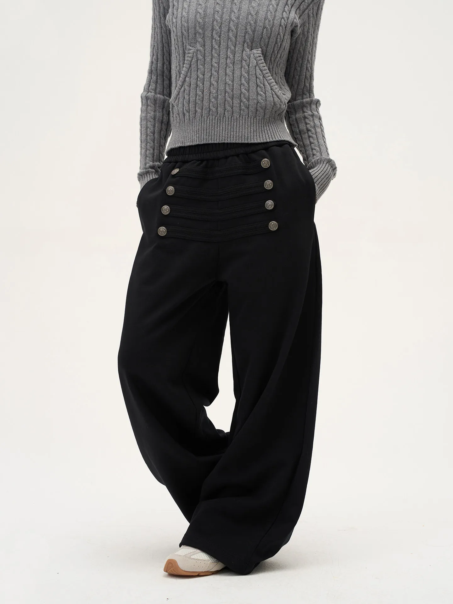 2026 Vintage Weite Damen-Herbst-Winter-Jogginghose mit Einzigartigem Design, Drapierte Bodenlange Hose, Lässige Vielseitige Sportliche Hose – Detail 8