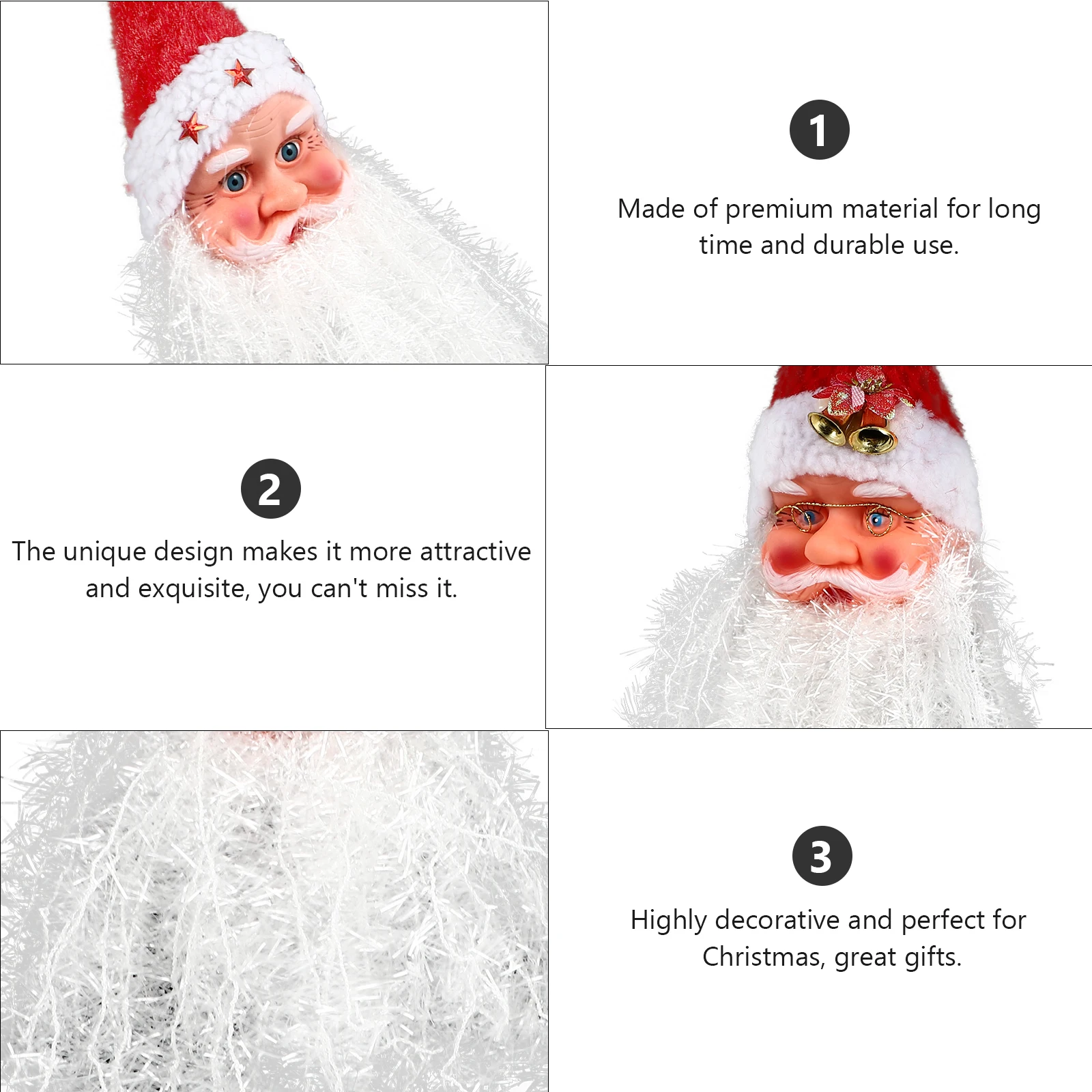 

3 Pcs Santa Claus Beard Pendant Hanging Craft Party Decorations Xmas Christmas Home Holiday