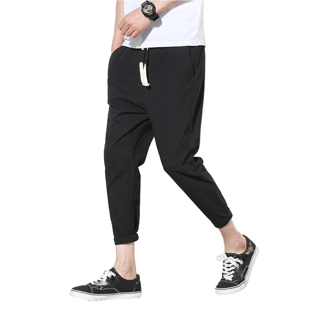 القطن الكتان السراويل التاسعة للرجال ، عارضة السراويل الرياضية الرباط ، بيع التخليص ، الجملة ، انخفاض الشحن