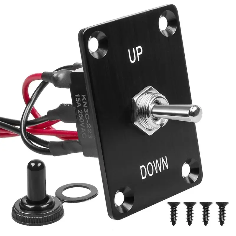 

FYBL-Power Transfer Switch 6 Pin 3 Position Button Rocker Toggle Self Reset Up/Down With Plate& Waterproof Cap