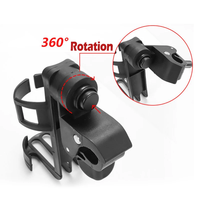 Baby Stroller Cup Holder Rack Bottle Universal 360 Rotation Cup Holder Hooks for Pram Stroller Carrying Case Milk Bottle Cart