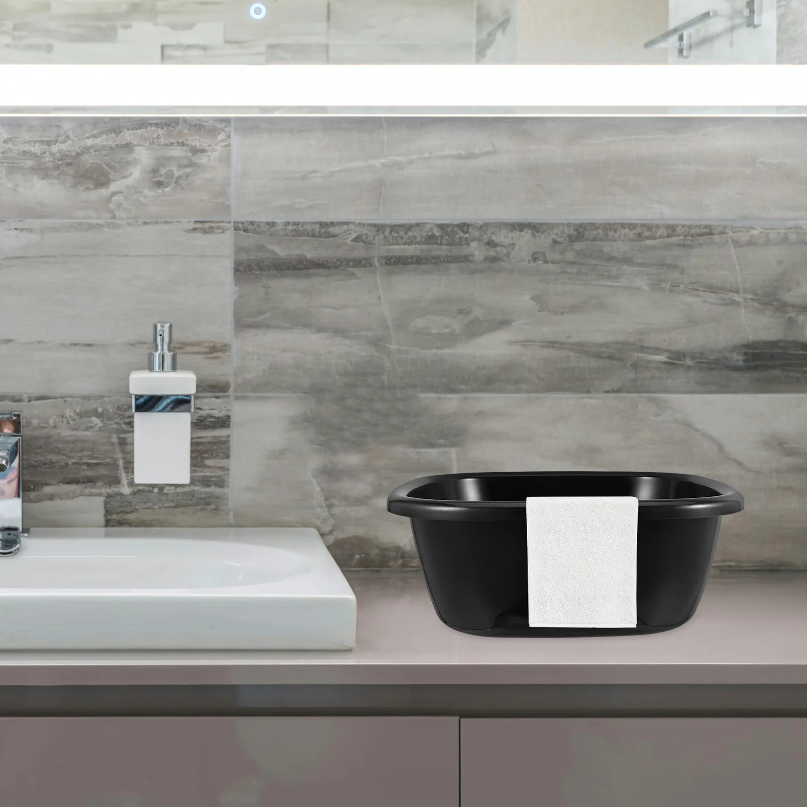 

Large Durable Plastic Washbasin Square Dishpan Basin Multipurpose for Kitchen Laundry Cleaning Shampoo Basin for Bedside