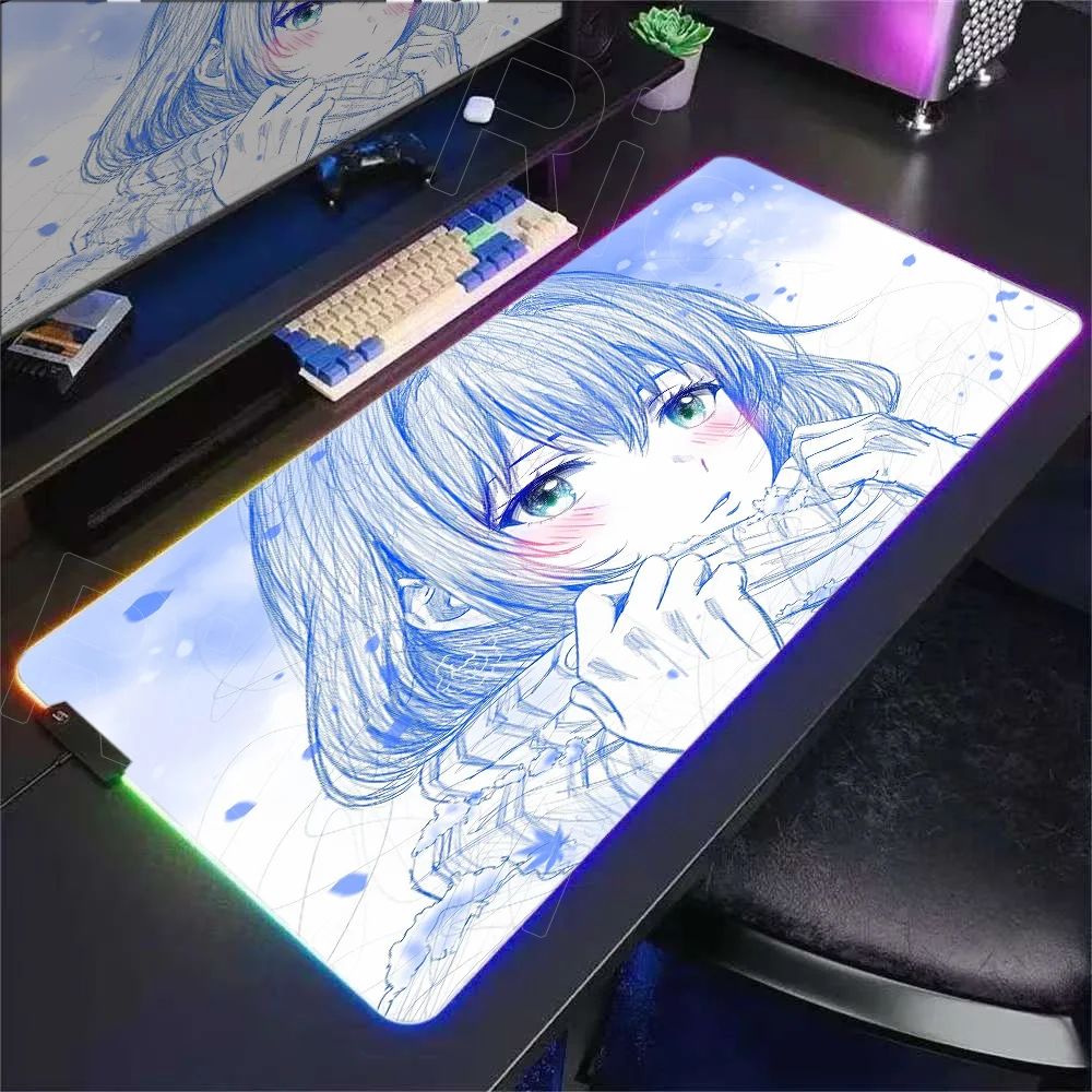 لوحة ماوس RGB Kawaii Girl Yukino Yui Yuigahama Mousepad كمبيوتر محمول ألعاب الكمبيوتر 900 × 400 مللي متر أنيمي في سن المراهقة رومانسية كوميديا SNAFU ماوس حصيرة