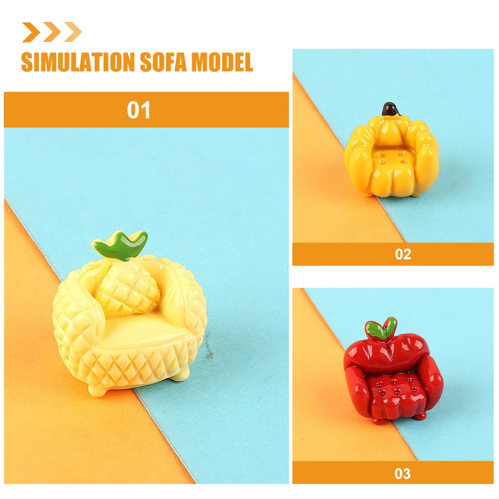 12 Uds Mini fruta sofá encanto resina Diy funda de teléfono decoración artesanía accesorios simulación sofá para Clip de pelo ornamento decoración de la casa