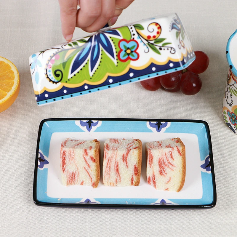 

1Piece Butter Container Ceramic Butter Dish With Lid Butter Keeper Holder With Cover for Counter Or Fridge