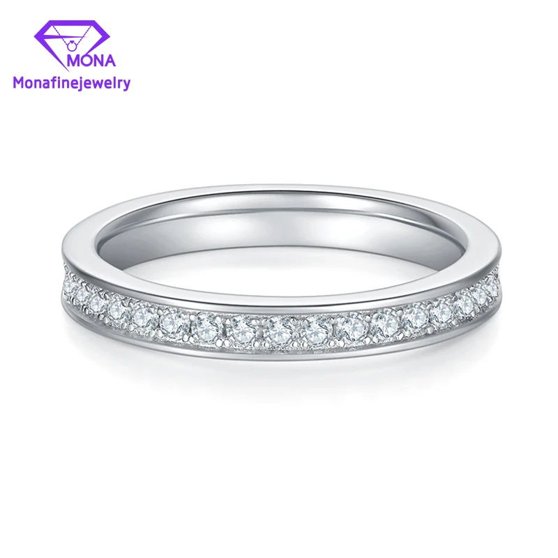 

925 Silver Wedding Band Rings Brilliant Cut Moissanite Diamond Silver Plated White Gold Ring For Fashion Jewelry Wholesale