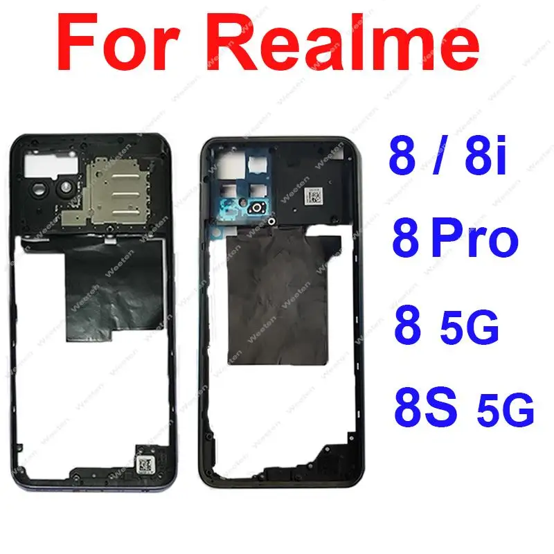 

Корпус средней рамки для Realme 8i 8 8 Pro 8 8S 4G фоторамка ободка с/без боковой кнопки крышка объектива камеры детали