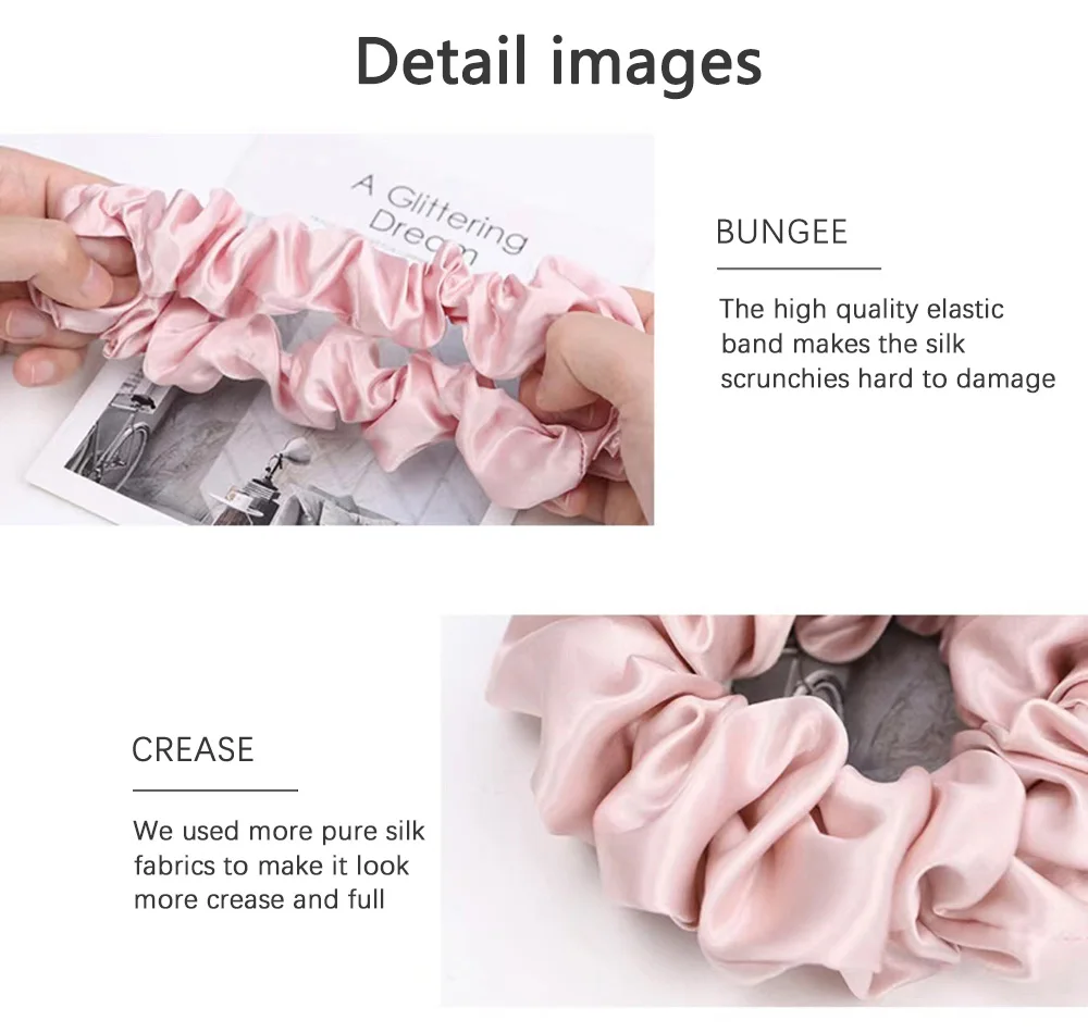 100 % reine Maulbeerseide, große Haargummis, Gummibänder, Haargummis, Gummi-Gummibänder, Pferdeschwanzhalter für Frauen und Mädchen, Haar-Accessoires – Detail 9